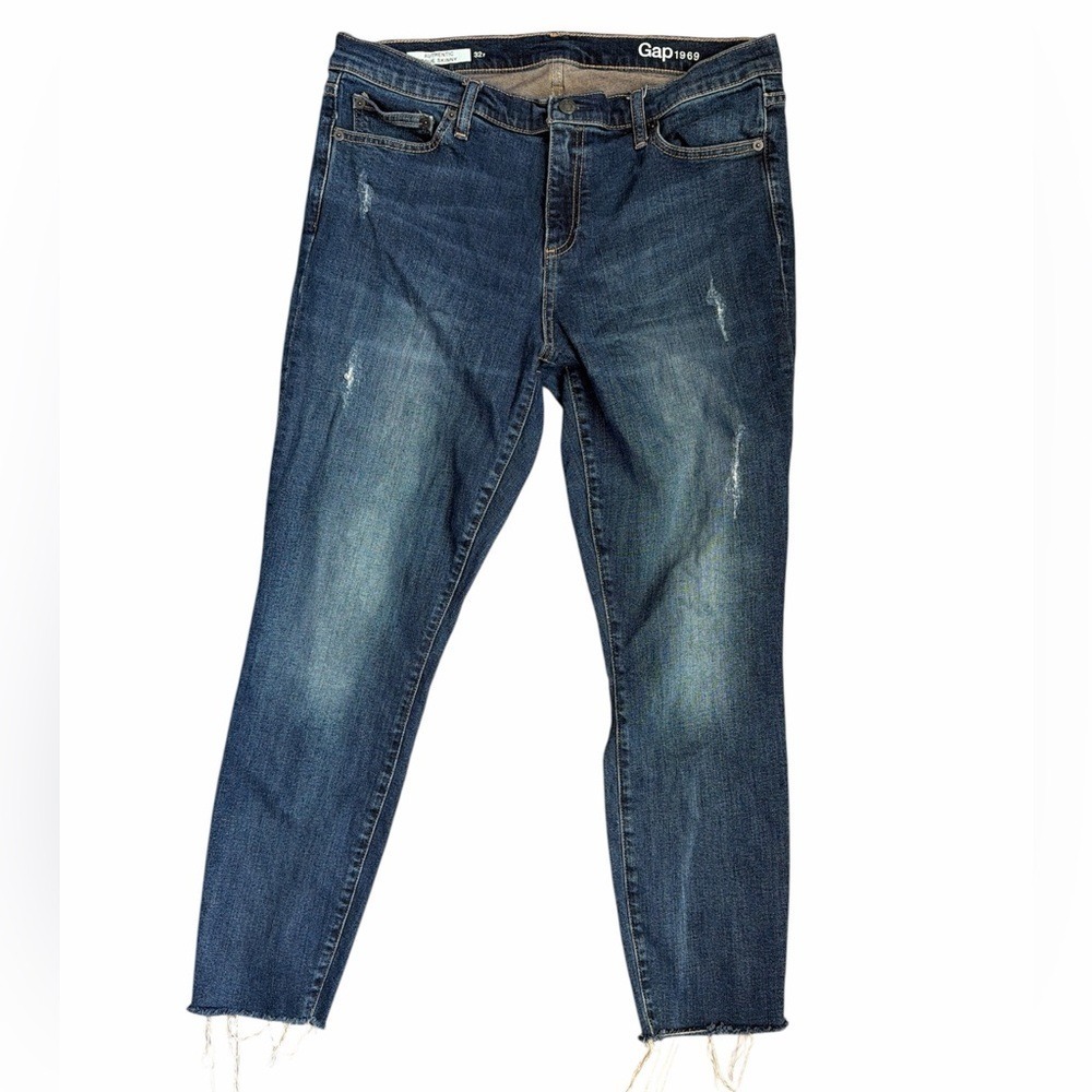 Gap 1969 Authentic True Skinny Jeans Distressed Size 14